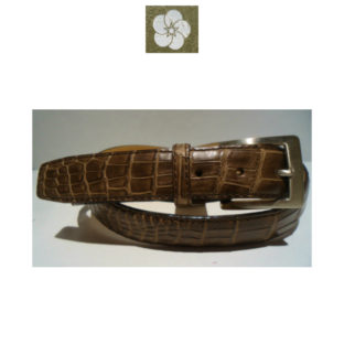 Crocodile/クロコダイル レザーベルト/Fサイズ (W100ｃｍ以上OK) Dブラウン/日本製/オリジナル/1点限り