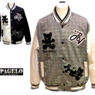 パジェロ (3L) メンズ 春夏 2024 50%OFF スタジャン 3L 白柄・黒 熊・ベアー ストレッチ生地 紳士服 スタジアムブルゾン 大きめサイズ 綿素材 正規品 PAGELO