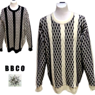 ビビコ 春夏 2024 セーター 50 48 サイズ 黒・白 日本製 ロゴデザイン サマーセーター ニット メンズ 紳士服 大きいサイズ 40代 50代 60代 正規品 BBCO