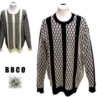ビビコ (3L) 春夏 2024 セーター 52 3L サイズ 黒・白 日本製 ロゴデザイン サマーセーター ニット メンズ 紳士服 大きいサイズ 40代 50代 60代 正規品 BBCO
