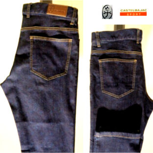 カステルバジャック 春夏 ALL 2024 ロゴ ジーンズ デニムパンツ 48(86cm) ~52(94cm) ブルー 伸縮性 メンズ 紳士服 ロゴデザイン メンズ CASTEL BAJAC