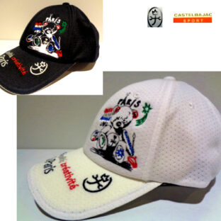 カステルバジャック メンズ 春夏 2024 キャラクター キャップ 48 (57~60) フリー 白・黒 合繊素材 熊 メッシュ 軽量 ゴルフ スポーツ CASTEL BAJAC