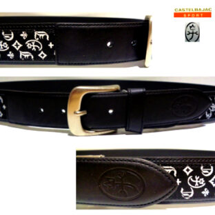 カステルバジャック 2024 モノグラム ベルト Fサイズ 100cm 前後OK 大きいサイズ 黒 日本製 合成皮革 一部牛革 カット調整OK ギフト ゴルフ CASTEL BAJAC