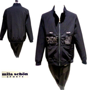 ミラショーン (LL) 春夏 2024 ブルゾン パンツ 上下セット 50 サイズ 黒 メンズ 紳士服 大きいサイズ 40代・50代・60代 伸縮性 セットアップ ギフト mila schon