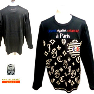 カステルバジャック (LL) 春夏 2024 長袖 Tシャツ 50 LL 黒 ロゴ ニット メンズ 紳士服 大きいサイズ 綿・アセテート 40代 50代 60代 新品 正規品 CASTEL BAJAC