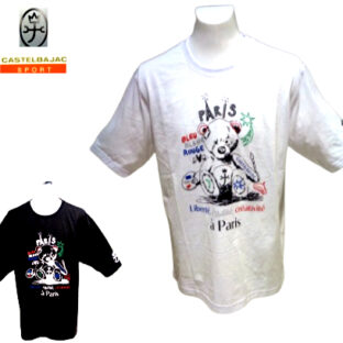 カステルバジャック (3L) 春夏 2024 半袖 Tシャツ 52 3L 白・黒 日本製 熊 プリント メンズ 紳士服 大きいサイズ キングサイズ 40代 50代 60代 CASTEL BAJAC