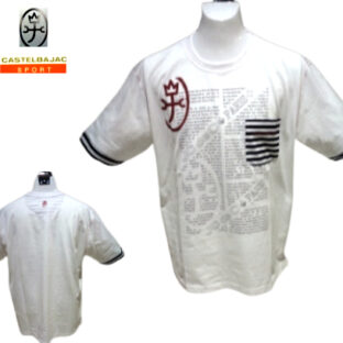 カステルバジャック 春夏 2024 半袖 Tシャツ 48 50 白 日本製 ロゴ プリント メンズ 紳士服 大きいサイズ ハイゲージ綿 40代 50代 60代 CASTEL BAJAC