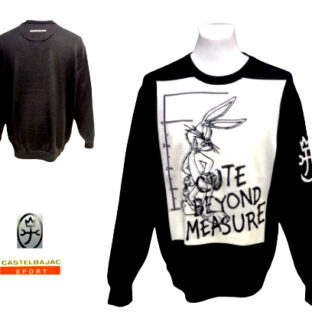 カステルバジャック メンズ (LL) 春夏 2024 サマー セーター 50 (LL) 黒 日本製 大きいサイズ バッグスバニー ゴルフ 紳士服 40代 50代 60代 CASTEL BAJAC