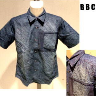 BBCO (3L) ビビコ 春夏 2023 インデェゴ 半袖シャツ 52・3L~4L サイズ ブルー ドットボタン オーバーシャツ 英字ロゴ 大きいサイズ キングサイズ メンズ 正規品