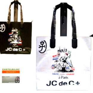 カステルバジャック 2024 トートバッグ 白・黒 合繊 ポリエステル ロゴプリント やや大きめ ユニセックス 男女兼用 ゴルフ 正規品 CASTEL BAJAC