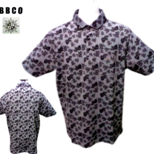 ビビコ メンズ 春夏 2024 ボタニカル 半袖カットソー 48・50 サイズ グレー 日本製 シャツ衿 ポロシャツ 紳士服 大きいサイズ 40代 50代 60代 ギフト BBCO