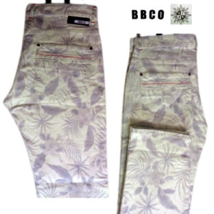 ビビコ 105cm 95cm 春夏 30%OFF ボタニカル ジーンズ 95cm・105cm ホワイト ストレッチ生地 ボタニカル柄 大きいサイズ 綿麻 40代 50代 60代 BBCO