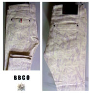 ビビコ 105cm 春夏 30%OFF ボタニカル ジーンズ 105cm ホワイト ストレッチ生地 デニムパンツ ボタニカル柄 大きいサイズ キングサイズ 綿麻 40代 50代 60代 BBCO