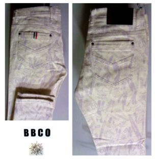 ビビコ 105cm 春夏 30%OFF ボタニカル ジーンズ 105cm ホワイト ストレッチ生地 デニムパンツ ボタニカル柄 大きいサイズ キングサイズ 綿麻 40代 50代 60代 BBCO